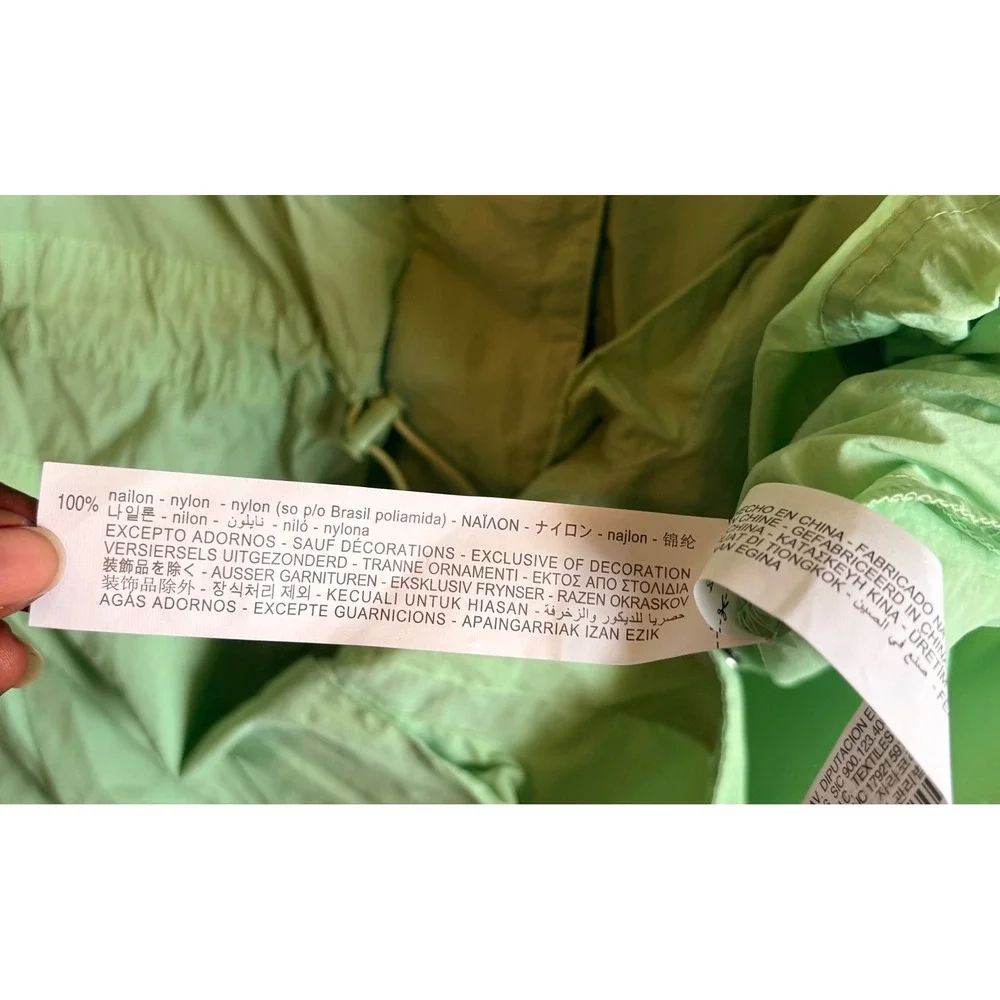 Zara Kids Mint Green Lightweight Hooded Utility Jacket Windbreaker Size 9-10 NWT